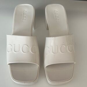 Gucci Women's Glossy White Mules